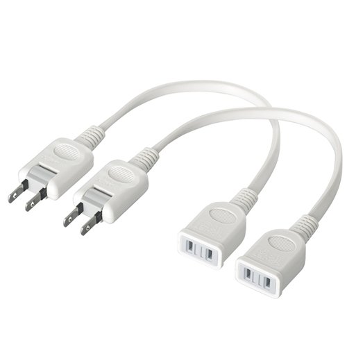 iBUFFALO 電源延長ケーブル 2本セット 0.2m ホワイト BSTAE02WH2
