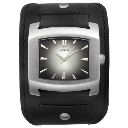 GUESS? Men's 66741G Black Leather Watch