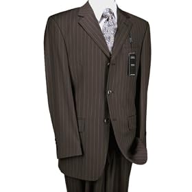 Italian Mens Suits Valenti Worsted Wool 150s 3 Button 2pc Year Round Suit Complete with Jacket and Pants Brown Pinstripe