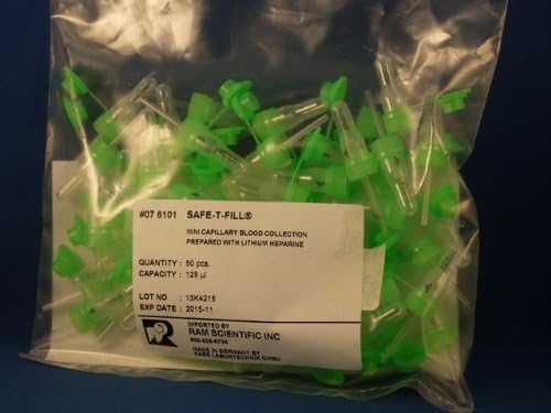 RAM Scientific Safe-T-FillTM Capillary Blood Collection Systems, Lithium Heparin Mini; 125µL (50 per pack)
