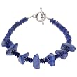 EXP Handmade Blue Lapis Lazuli Bracelet With Antiqued Silver Beads
