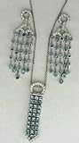 18K White Gold Pendant and Earring Set Ttw 0.85k G.V.V.S. Diamonds and 4k Aquamarine Made in Italy