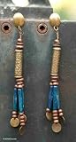 Bamboo and coconut shell earrings, 'Blue Amazon Secrets' 0.4 W 4.3 L