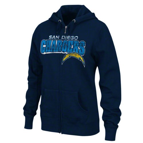NFL Women's San Diego Chargers Football Classic III Long Sleeve Fullzip Fleece Hoodie (Athletic Navy, Medium)