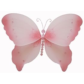 10 Pink Crystal Butterfly nylon hanging ceiling wall baby nursery room wedding decor... by Bugs-n-Blooms