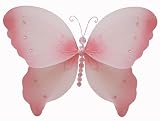 10 Pink Crystal Butterfly nylon hanging ceiling wall baby nursery room wedding decor decoration