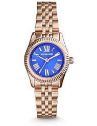 Michael Kors Rose Goldtone-Finished Stainless Steel Cobalt Dial Link Bracelet Watch - Rose Gold-Blue