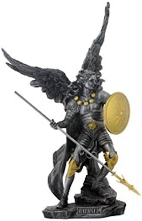 14" Saint Raphael God Heals Pewter Gold Figure Statue Home Decoration
