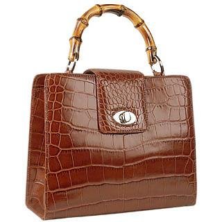 Buti Brown Croco-embossed Leather Compact Tote Bag