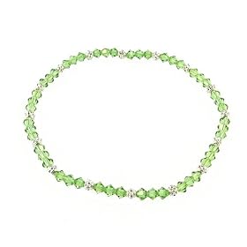 Anklet - A68 - Stretch - 4mm Swarovski (tm) Crystal and Heishi Beads ~ Peridot