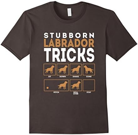 Stubborn Labrador Retriever Dog Tricks T-Shirt Chocolate Lab - Male 2XL - Asphalt