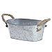 MyGift® Rustic Small Galvanized Metal Succulent Plant Container Planter Tub Bucket with Twine Handles and Flowers & Garden Word Design