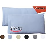 King Pure-Cotton Pillow Case Covers - (2-Pack, each 20 inches x 40 inches, Light Blue) 100% Cotton for Maximum Softness and Easy Care, Elegant Double-Stitched Tailoring - By Utopia Bedding