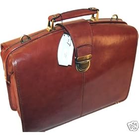 Umi Brown Italian Leather Briefcase Lawyer Doctor Bag