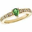 14K Yellow Gold Emerald and Diamond Ring