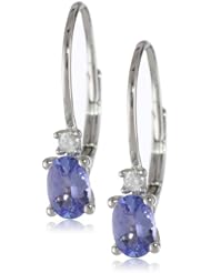 10k White Gold Tanzanite and Diamond Leverback Earrings (0.06 cttw, GHI Color, I2-I3 Clarity)