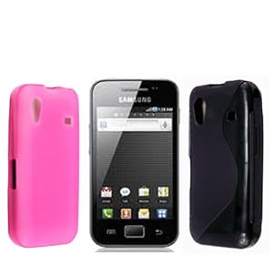 A PACK OF PINK + BLACK COLOUR GEL PROTECTION CASE COVER FOR SAMSUNG GALAXY ACE S5830