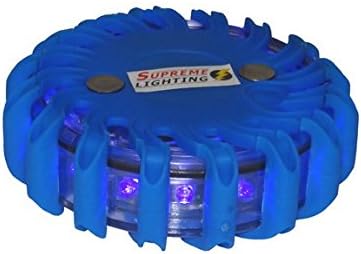 Supreme Lighting SL-016B 12 volt portable blue LED warning light with 9 flashing patterns, with magnetic base
