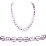 AugustinaJewelry Single Strand 18 Inch 7-8mm purple Oval Shape Freshwater Cultured Pearl Necklace