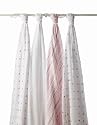 aden + anais 100% Cotton 4 Pack Muslin Swaddle Blanket, Oh Girl