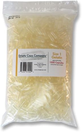 1000 Empty Gelatin Capsules Size 1 Clear