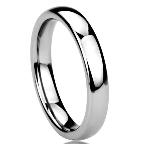 Unisex Women's 4MM Titanium Comfort Fit Wedding Band Ring High Polished Classy Domed Ring (5 to 11)