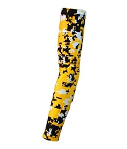 Moisture Wicking Sports Compression Arm Sleeve - Youth & Adult Sizes - Baseball Football Basketball (Yellow Digital Camo, YM) by Bucwild Sports