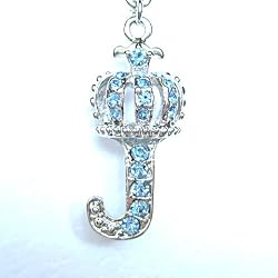 Cell Phone Mobile Camera Charm Strap Blue J Crown Tiara