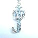 Cell Phone Mobile Camera Charm Strap Blue J Crown Tiara