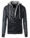 DressForLess Men's Layered Hooded Leather Jacket