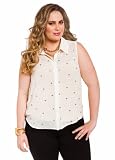 Ashley Stewart Womens Plus Size Sleeveless Studded Blouse