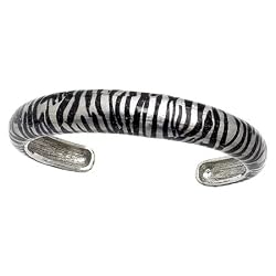 Tiger Enamel Sterling Silver Bangle