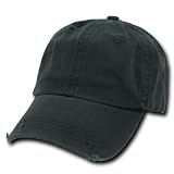 Black Vintage Distressed Polo Style Unstructured Low-Profile Baseball Cap Hat