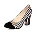Charm Foot Vintage Damier Womens Chunky Heel Pumps Shoes