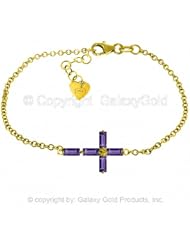 Amethyst Cross Bracelet in 14k Yellow Gold