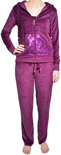 Central Park Velour Track Suit Set (Purple Sequin, Small)