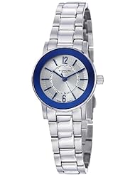 Stuhrling Original Womens 959L.12116 Classic Ascot Elite Swiss Quartz Blue Bezel Stainless Steel Bracelet Watch