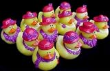 One Dozen (12) Society Rubber Duckie Ducky Duck RED HAT Party Favors