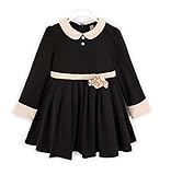 WIN 子供服 ガールズ ワンピース チュニック リボン あったか 入学式 入園式 卒業式 卒園式 キッズ 子供服 女の子 ガール ガールズ 礼服 (110cm, ブラック)