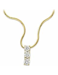 14K Yellow Gold Three-Stone Diamond Pendant - 0.75 Ct. -- LIFETIME WARRANTY