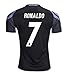 #7 Ronaldo Real Madrid Third Kid Soccer Jersey & Matching Shorts Set 2016-17,Black,Youth XL (12 to 13 Years Old)