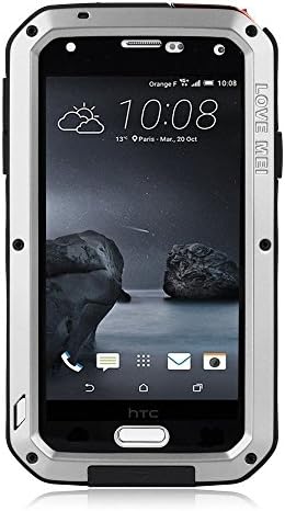 HTC One A9 Case RUIHUI Love Mei Aluminum Metal Gorilla Glass Protection Case Cover Shockproof Dust/Dirt/Snow for HTC One A9 (Silver)