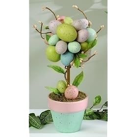 Pack of 4 Pastel Potted Easter Egg Tree Table Accents 10
