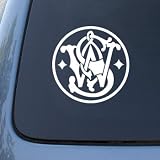 Smith and Wesson Guns Logo - Car, Truck, Notebook, Vinyl Decal Sticker #2526 | Vinyl Color: White