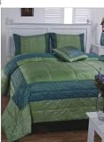 HAMMONT GLISTERING GREEN 4 PIECE FULL QUILT SET