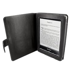 Navitech Echte Schwarze 6 Zoll Bycast Leder Flip Buch Stil Trage Tasche / cover F�r Das Sony PRS T1 und PRS T1 BC Touch e-reader