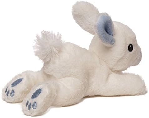Gund Luvy Easter Bunny 7 Inch White Rabbit Beanbag with Blue Ears and Paw Pads