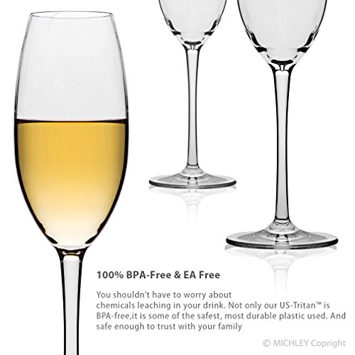 MICHLEY Unbreakable Champagne Flutes Glasses, 100 Tritan Shatterproof Wine Glasses, BPAfree