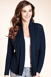 Indigo Collection Pure Cotton Plait Knitted Cardigan