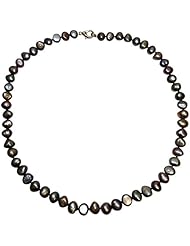 Black 17" 1 Strand Freshwater Pearl Necklace with Sterling Silver Clasp